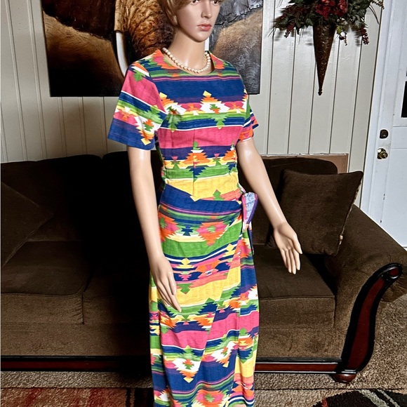 Affinity by Margo’s • Vintage • USA • Medium • Multi-Colors • Aztec • Dress - Picture 10 of 16